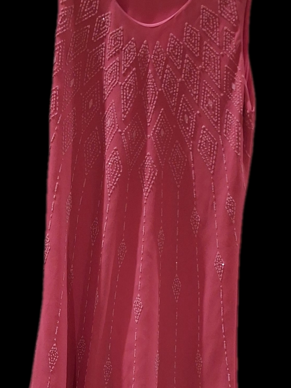 Sleeveless Embellished Fuchsia A-Line Beaded Dress - Picture 4 of 12